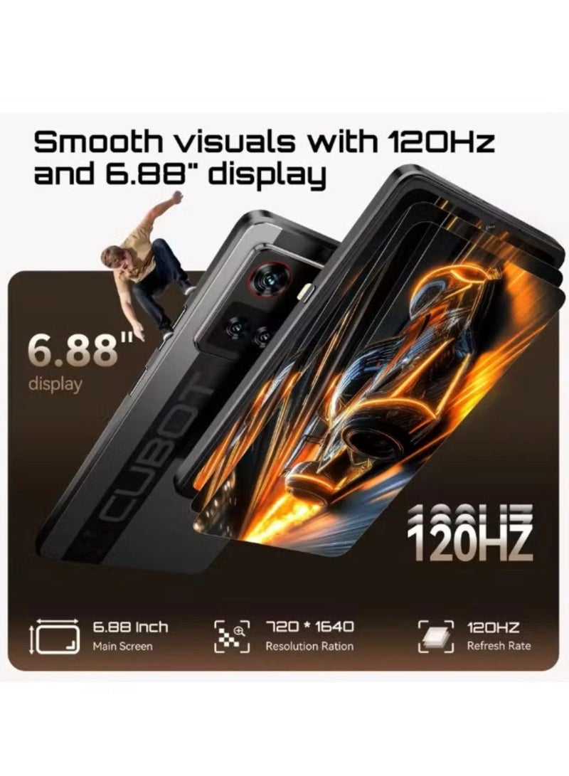 Cubot Smartphone 5G X100, Android 15, 6.88-inch Screen, 8GB RAM, 256GB ROM, 64MP+16MP Camera, 5100mAh Battery Black - Image 2